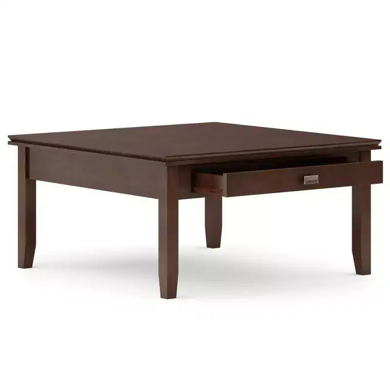 Tavolino da Caffè Stratford Square Marrone Rossiccio: Legno Composito Transizionale, Cassetti Contenitori, 91 cm Quadrati