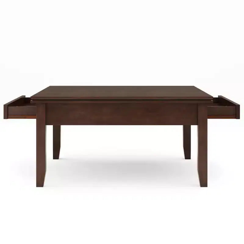 Tavolino da Caffè Stratford Square Marrone Rossiccio: Legno Composito Transizionale, Cassetti Contenitori, 91 cm Quadrati