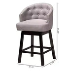 Sgabello da bancone Theron girevole in tessuto e legno