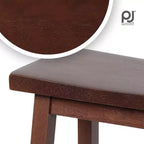 Sgabello classico da cucina alto 61 cm con seduta a sella, per casa, sala da pranzo e bar, senza schienale, 4 gambe quadre, noce