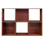 Libreria a giorno/mobile espositore in legno a 6 cubi, ciliegio scuro