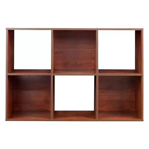 Libreria a giorno/mobile espositore in legno a 6 cubi, ciliegio scuro