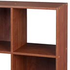 Libreria a giorno/mobile espositore in legno a 6 cubi, ciliegio scuro