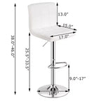 Sgabello da bar senza braccioli regolabile con schienale completo Girevole per bancone da cucina in pelle PU bianca