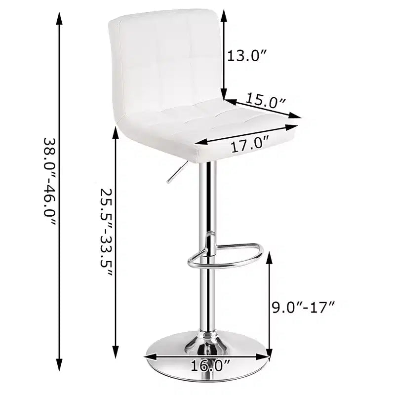 Sgabello da bar senza braccioli regolabile con schienale completo Girevole per bancone da cucina in pelle PU bianca
