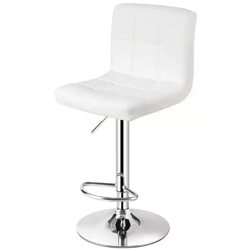 Sgabello da bar senza braccioli regolabile con schienale completo Girevole per bancone da cucina in pelle PU bianca