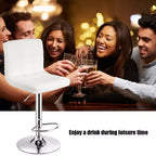 Sgabello da bar senza braccioli regolabile con schienale completo Girevole per bancone da cucina in pelle PU bianca