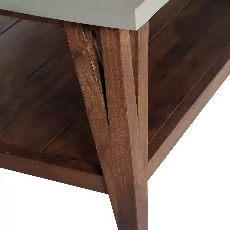 Brookside tavolino da caffè, top rivestito in cemento e legno chiaro
