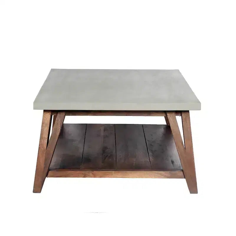 Brookside tavolino da caffè, top rivestito in cemento e legno chiaro
