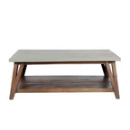 Brookside tavolino da caffè, top rivestito in cemento e legno chiaro