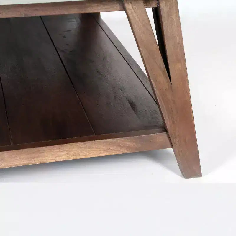 Brookside tavolino da caffè, top rivestito in cemento e legno chiaro