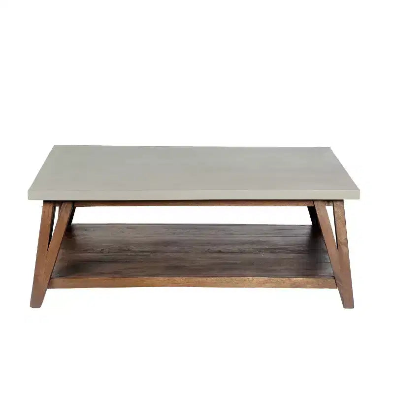 Brookside tavolino da caffè, top rivestito in cemento e legno chiaro