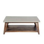 Brookside tavolino da caffè, top rivestito in cemento e legno chiaro