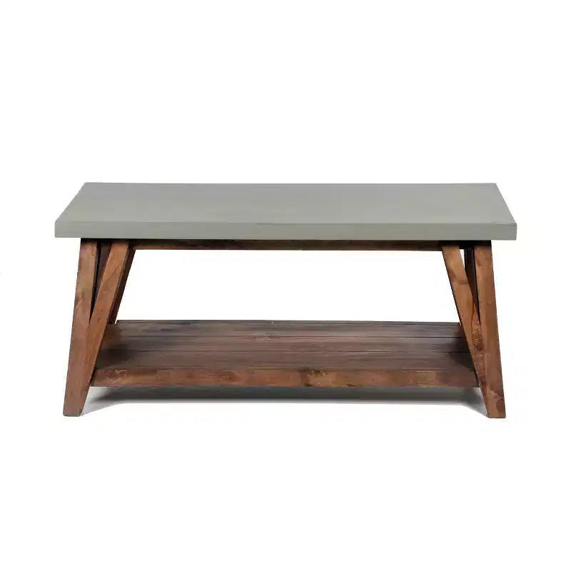 Brookside tavolino da caffè, top rivestito in cemento e legno chiaro