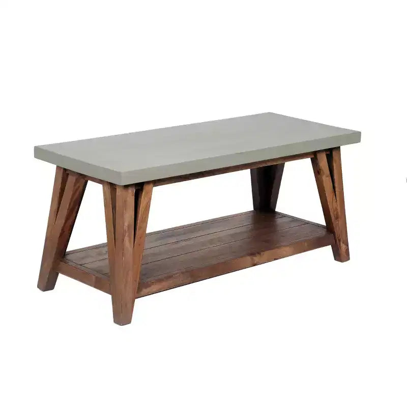Brookside tavolino da caffè, top rivestito in cemento e legno chiaro