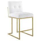 Sgabelli da bar imbottiti in tessuto color oro Privy ad altezza bancone