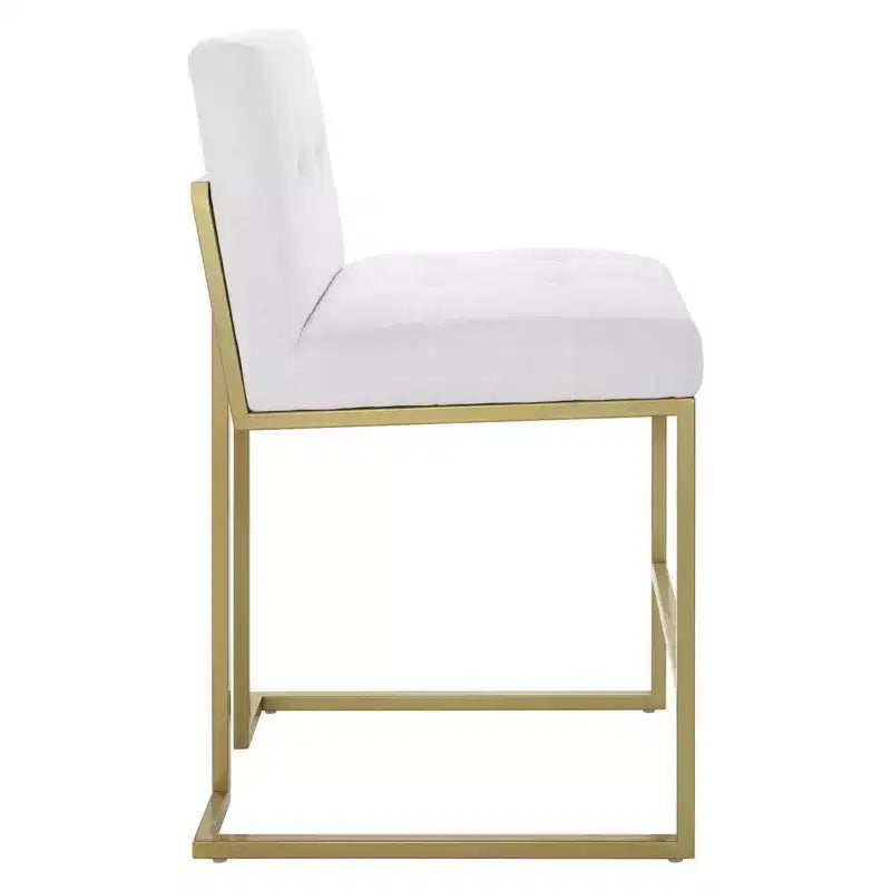 Sgabelli da bar imbottiti in tessuto color oro Privy ad altezza bancone