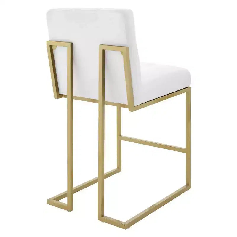 Sgabelli da bar imbottiti in tessuto color oro Privy ad altezza bancone