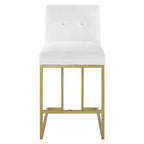 Sgabelli da bar imbottiti in tessuto color oro Privy ad altezza bancone