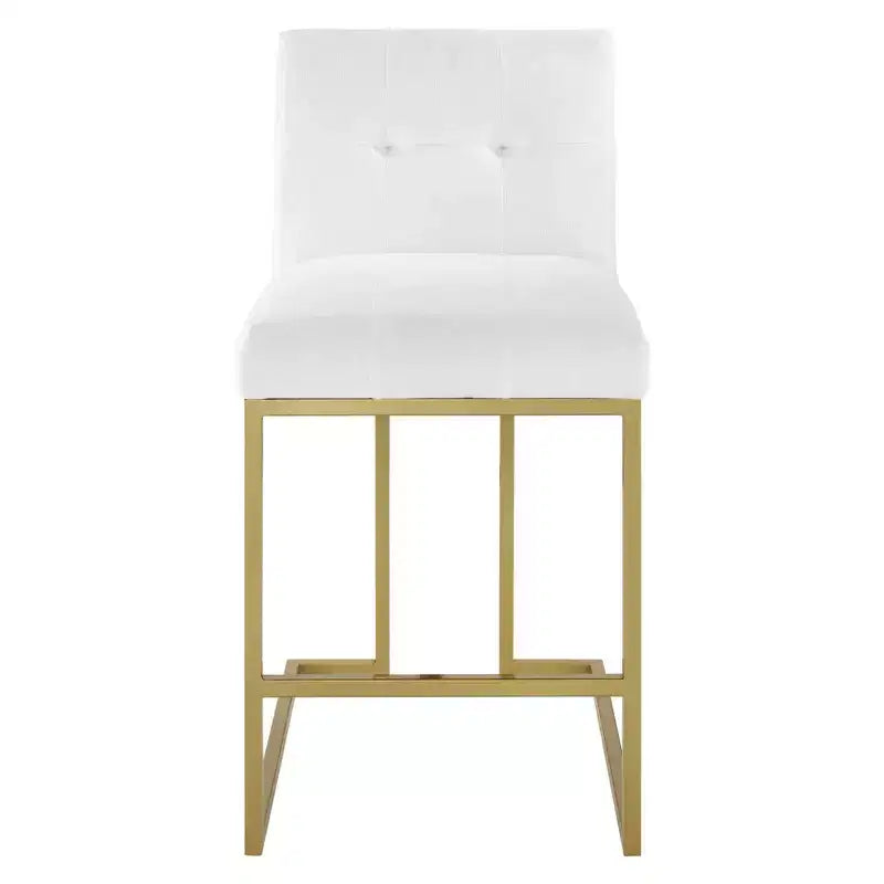 Sgabelli da bar imbottiti in tessuto color oro Privy ad altezza bancone