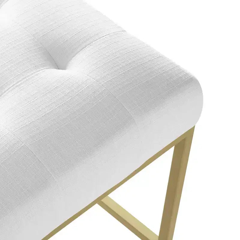 Sgabelli da bar imbottiti in tessuto color oro Privy ad altezza bancone