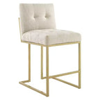 Sgabelli da bar imbottiti in tessuto color oro Privy ad altezza bancone