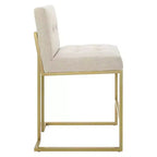 Sgabelli da bar imbottiti in tessuto color oro Privy ad altezza bancone