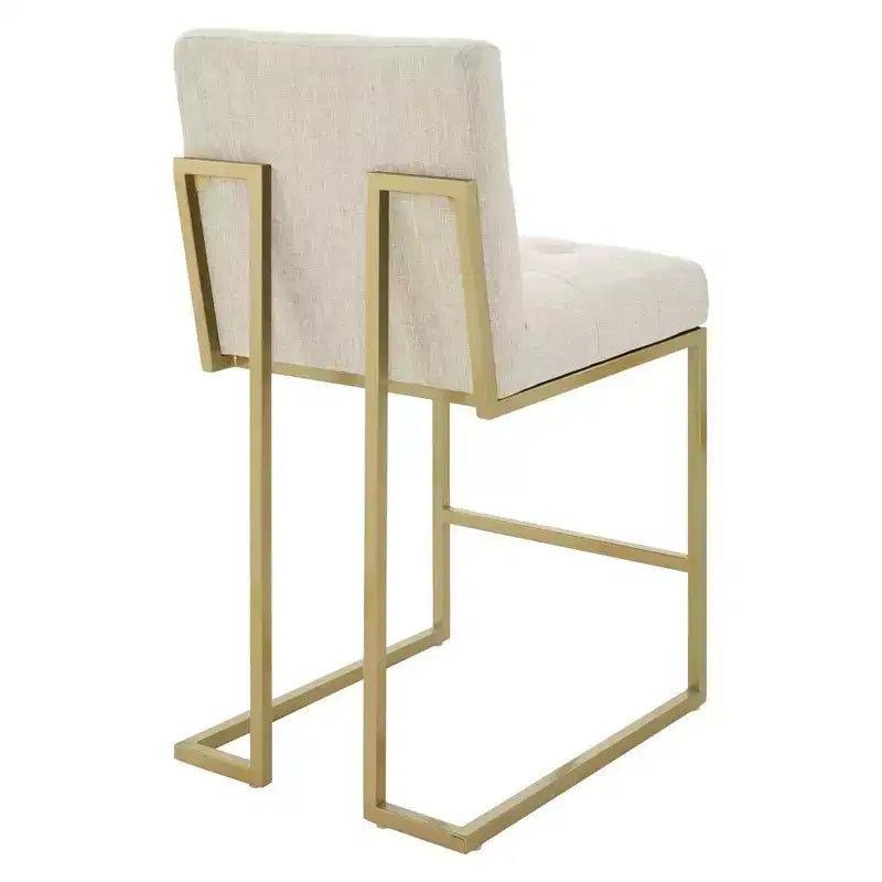 Sgabelli da bar imbottiti in tessuto color oro Privy ad altezza bancone