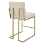 Sgabelli da bar imbottiti in tessuto color oro Privy ad altezza bancone