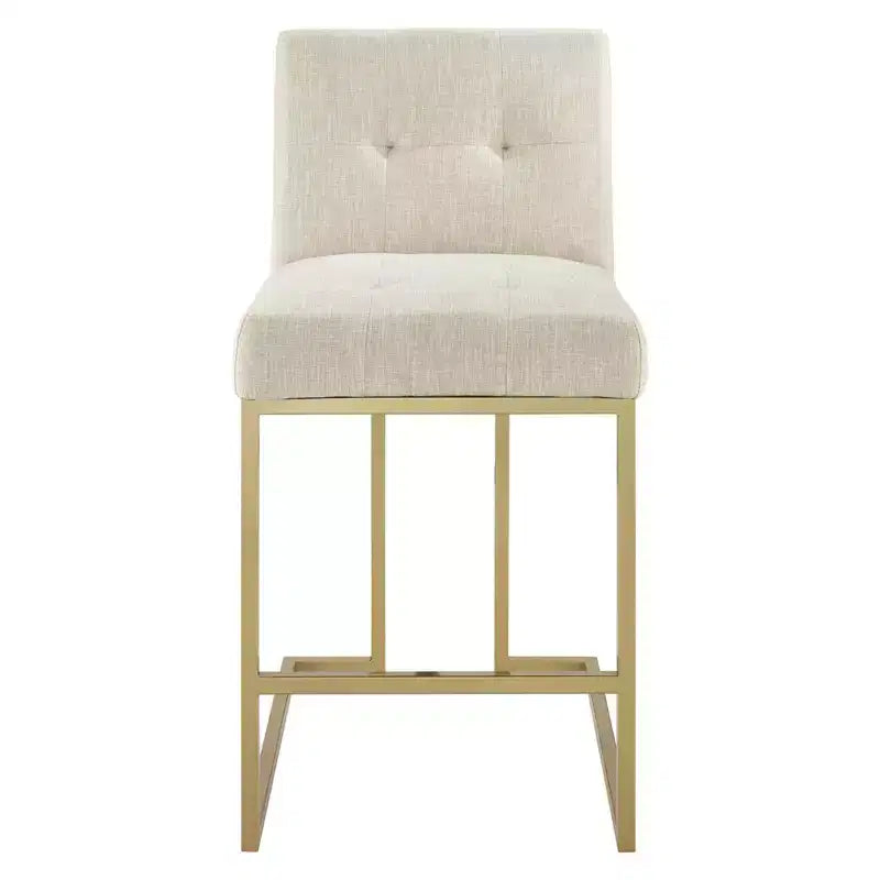 Sgabelli da bar imbottiti in tessuto color oro Privy ad altezza bancone