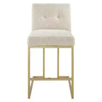 Sgabelli da bar imbottiti in tessuto color oro Privy ad altezza bancone