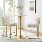 Sgabelli da bar imbottiti in tessuto color oro Privy ad altezza bancone