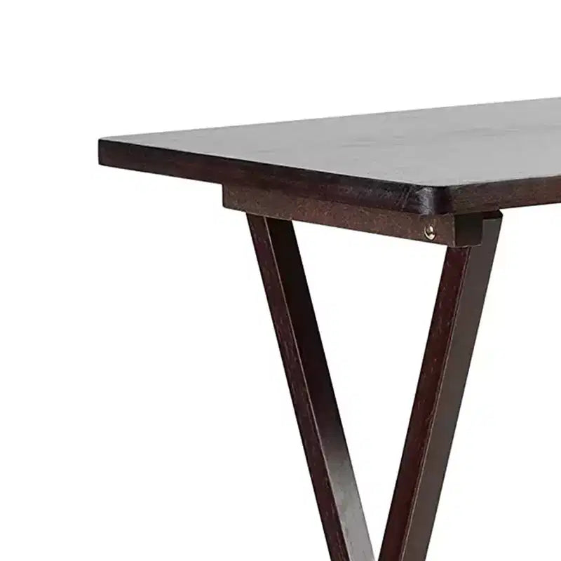 Tavolino da letto pieghevole rettangolare in legno massiccio, con vassoio TV/snack e portaoggetti compatto, colore marrone espresso