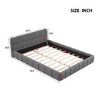 Letto imbottito a piattaforma Queen/King Size con tessuto spesso, letto a terra con struttura solida