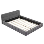Letto imbottito a piattaforma Queen/King Size con tessuto spesso, letto a terra con struttura solida
