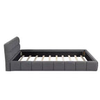 Letto imbottito a piattaforma Queen/King Size con tessuto spesso, letto a terra con struttura solida