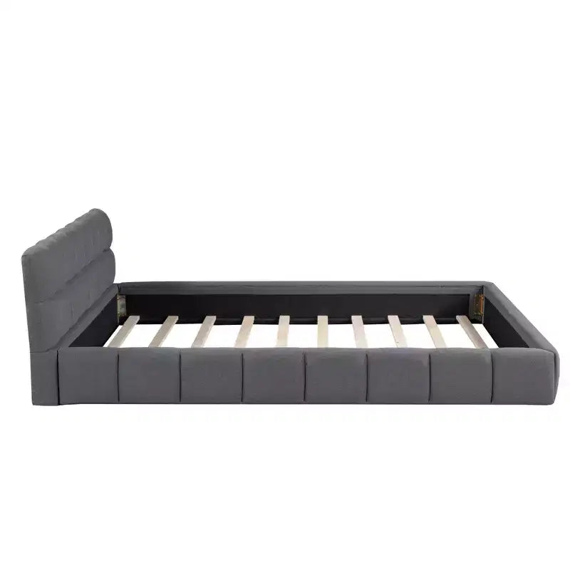 Letto imbottito a piattaforma Queen/King Size con tessuto spesso, letto a terra con struttura solida