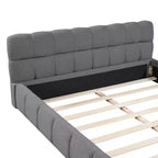 Letto imbottito a piattaforma Queen/King Size con tessuto spesso, letto a terra con struttura solida
