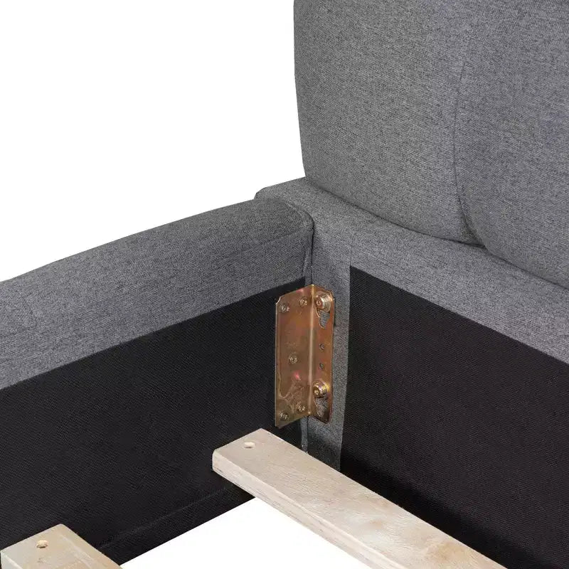 Letto imbottito a piattaforma Queen/King Size con tessuto spesso, letto a terra con struttura solida