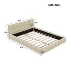 Letto imbottito a piattaforma Queen/King Size con tessuto spesso, letto a terra con struttura solida