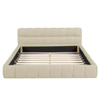 Letto imbottito a piattaforma Queen/King Size con tessuto spesso, letto a terra con struttura solida