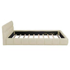 Letto imbottito a piattaforma Queen/King Size con tessuto spesso, letto a terra con struttura solida