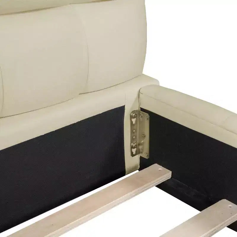 Letto imbottito a piattaforma Queen/King Size con tessuto spesso, letto a terra con struttura solida