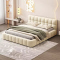 Queen/King Size Upholstered Platform Bed with Thick Fabric, Grounded Bed with Solid Frame-ModernLuxe
