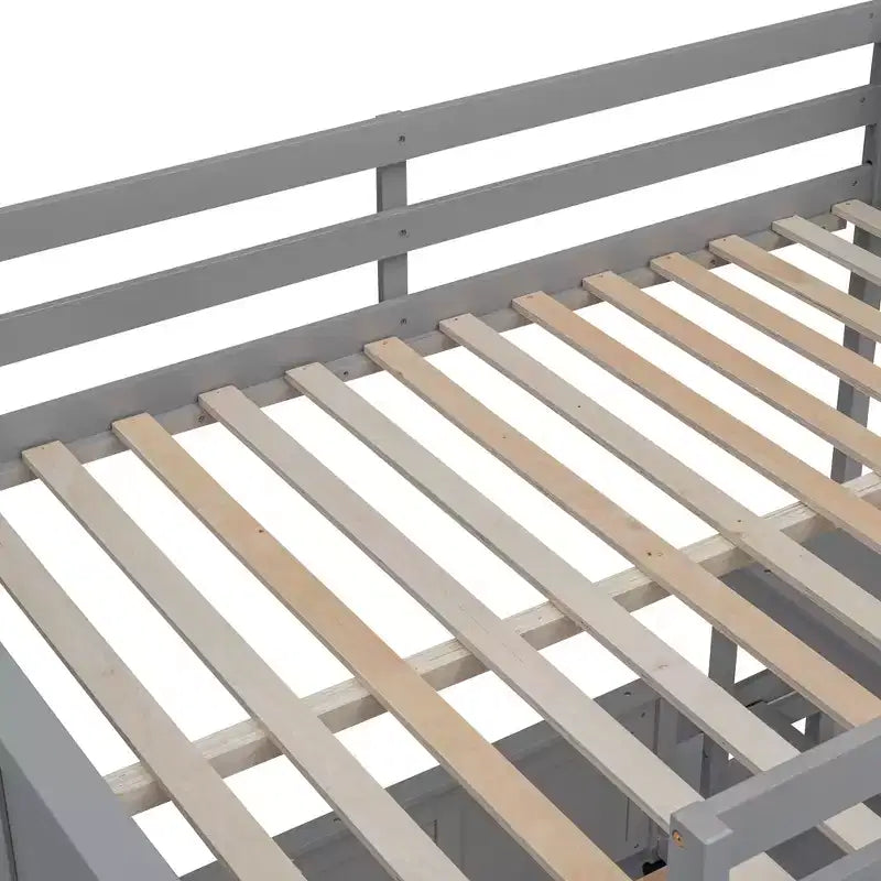 Letto a castello in legno Full Over Full / Twin Over Full con scrivania e scaletta