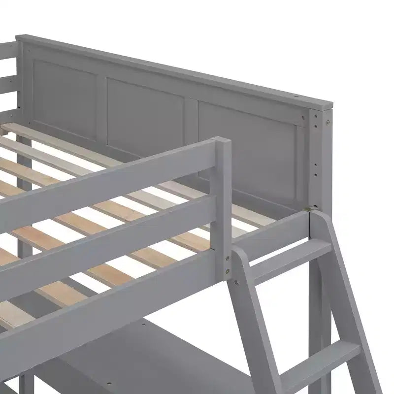 Letto a castello in legno Full Over Full / Twin Over Full con scrivania e scaletta
