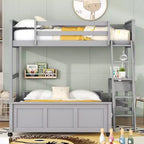 Letto a castello in legno Full Over Full / Twin Over Full con scrivania e scaletta