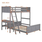 Letto a castello in legno Full Over Full / Twin Over Full con scrivania e scaletta