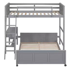 Letto a castello in legno Full Over Full / Twin Over Full con scrivania e scaletta