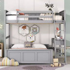 Letto a castello in legno Full Over Full / Twin Over Full con scrivania e scaletta